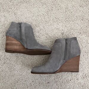 Lucky Brand Gray Wedge Ankle Boots
